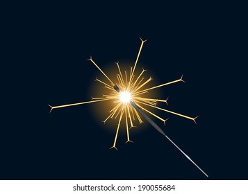 Sparkler fire. Vector bengal light