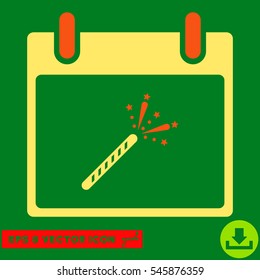 Sparkler Firecracker Calendar Day icon. Vector EPS illustration style is flat iconic bicolor symbol, orange and yellow colors.