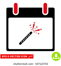 Sparkler Firecracker Calendar Day icon. Vector EPS illustration style is flat iconic bicolor symbol, intensive red and black colors.
