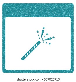 Sparkler Firecracker Calendar Page grainy textured icon for overlay watermark stamps. Flat symbol with dirty texture.