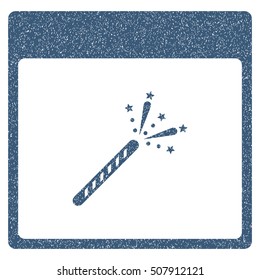Sparkler Firecracker Calendar Page grainy textured icon for overlay watermark stamps. Flat symbol with scratched texture.