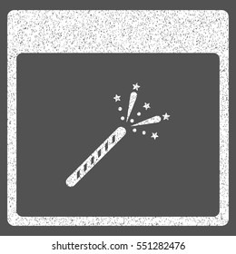 Sparkler Firecracker Calendar Page grainy textured icon for overlay watermark stamps. Flat symbol with scratched texture.
