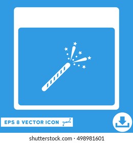 Sparkler Firecracker Calendar Page icon. Vector EPS illustration style is flat iconic symbol, white color.