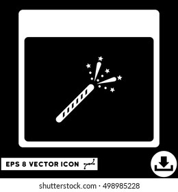 Sparkler Firecracker Calendar Page icon. Vector EPS illustration style is flat iconic symbol, white color.