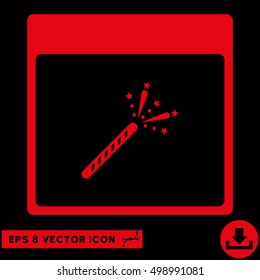 Sparkler Firecracker Calendar Page icon. Vector EPS illustration style is flat iconic symbol, red color.