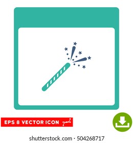 Sparkler Firecracker Calendar Page icon. Vector EPS illustration style is flat iconic bicolor symbol, cobalt and cyan colors.