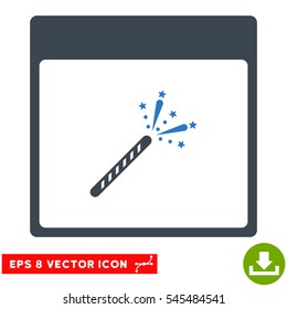 Sparkler Firecracker Calendar Page icon. Vector EPS illustration style is flat iconic bicolor symbol, smooth blue colors.