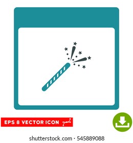Sparkler Firecracker Calendar Page icon. Vector EPS illustration style is flat iconic bicolor symbol, soft blue colors.