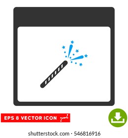 Sparkler Firecracker Calendar Page icon. Vector EPS illustration style is flat iconic bicolor symbol, blue and gray colors.