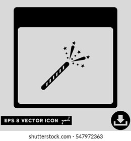 Sparkler Firecracker Calendar Page icon. Vector EPS illustration style is flat iconic symbol, black color.