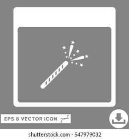 Sparkler Firecracker Calendar Page icon. Vector EPS illustration style is flat iconic symbol, white color.