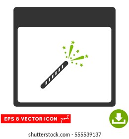 Sparkler Firecracker Calendar Page icon. Vector EPS illustration style is flat iconic bicolor symbol, eco green and gray colors.
