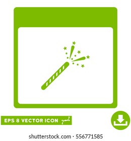 Sparkler Firecracker Calendar Page icon. Vector EPS illustration style is flat iconic symbol, eco green color.