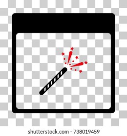 Sparkler Firecracker Calendar Page icon. Vector illustration style is flat iconic bicolor symbol, intensive red and black colors, transparent background. Designed for web and software interfaces.