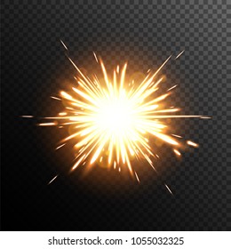 Sparkler or firework. Glowing sparks explosion. Bengal light.