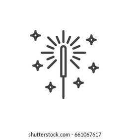 Sparkler Firework line icon, outline vector sign, linear style pictogram isolated on white. Symbol, logo illustration. Editable stroke. Pixel perfect