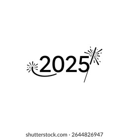 Sparkler Formando os Números 2025 para uma Celebração de Ano Novo