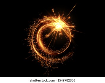 Sparkler frame, great design for any purposes. Holiday glowing backdrop. Christmas celebration background vector illustration. Shiny circle shape with sparks