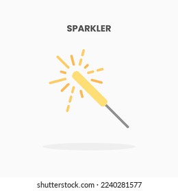 Sparkler icon flat. Vector illustration on white background. Can used for web, app, digital product, presentation, UI and many more.