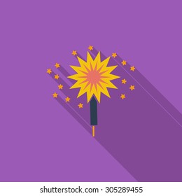 Sparkler icon. Flat vector related icon with long shadow for web and mobile applications. It can be used as - logo, pictogram, icon, infographic element. Vector Illustration.