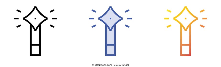 Icono de la bengala. Lineal, relleno azul y diseño de estilo degradado aislado sobre fondo blanco