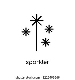 sparkler icon. Trendy modern flat linear vector sparkler icon on white background from thin line Christmas collection, outline vector illustration