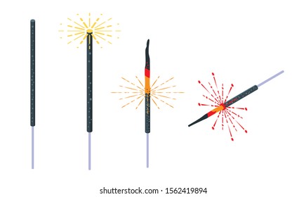 Sparkler icons set. Isometric set of sparkler vector icons for web design isolated on white background