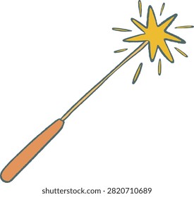 Sparkler illustration. Handheld firework clipart. Perfect for party decorations, invitations, stationery, posters and printable designs.