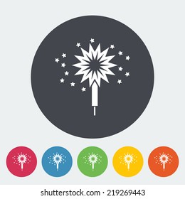Sparkler. Single flat icon on the circle. Vector illustration.