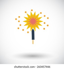 Sparkler. Single flat icon on white background. Vector illustration.