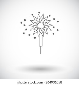 Sparkler. Single flat icon on white background. Vector illustration.