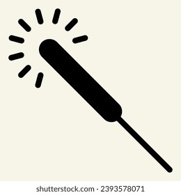 Sparkler solid icon. Party bengal firecracker glyph style pictogram on white background. New year celebration for mobile concept and web design. Vector graphics
