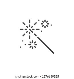 Sparkler stick line icon. linear style sign for mobile concept and web design. Bursting fireworks outline vector icon. Symbol, logo illustration. Pixel perfect vector graphics