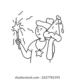 Sparkler Stick vector outline illustrations. EPS 10 file