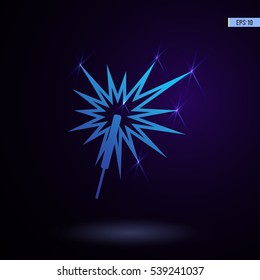 Sparkler vector icon. Graphic symbol for web design, logo. Isolated sign on a black background.