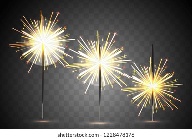 Sparkler, vector illustration on transparent background vector