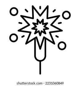 sparkler vector outline icon isolate on white background