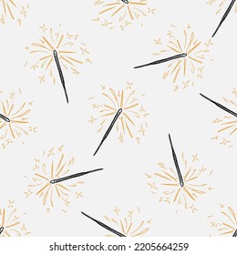Sparkler vector seamless pattern for print or web design