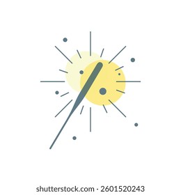 Sparkler with yellow circles, perfect for New Years party decorations, festive backgrounds, and celebration themed designs