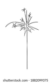 Sparklers burning in continuous line art drawing style. Festive Bengal lights minimalist black linear design isolated on white background. Vector illustration