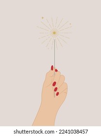 Sparklers in hand vector illustration