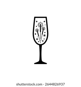 Sparklers Inside Champagne Flute for a Festive Celebration