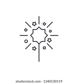 Sparklers line icon concept. Sparklers vector linear illustration, symbol, sign