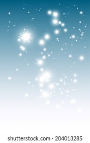 Sparkles blue background vector decoration template - Vector glitters falling blue background illustration
