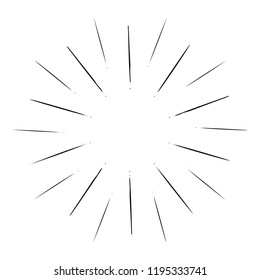 Sparkles and Bursts. Flash Vintage Design Elements Fireworks. Black Light rays, sunburst. Linear drawing, hipster style. Sunburst, arrow, ribbon, abstract circular geometric. Vector Illustration.