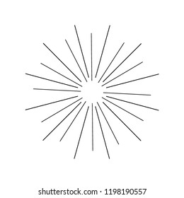 Sparkles and Bursts. Flash Vintage Design Elements Fireworks. Black Light rays, sunburst. Linear drawing, hipster style. Sunburst, arrow, ribbon, abstract circular geometric. Vector Illustration.