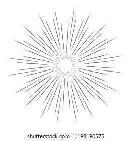 Sparkles and Bursts. Flash Vintage Design Elements Fireworks. Black Light rays, sunburst. Linear drawing, hipster style. Sunburst, arrow, ribbon, abstract circular geometric. Vector Illustration.