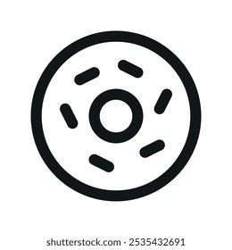 Sparkles donut UI icon, confectionery donut minimal line vector symbol