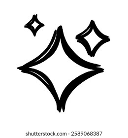 Sparkles doodle outline. Sparkling star isolated on white background.