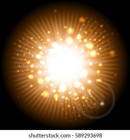 Sparkles explosion with glowing effect. Glitter star dust with burst vector illustration